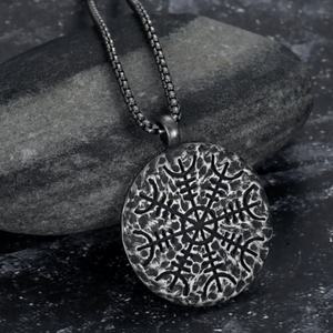 Collar con Colgante de Brújula Vikinga Vegvisir de Acero Inoxidable 316L para Hombre, Talismán de Runas Nórdicas, Joyería en Tono Plata Antigua - Product Image 5