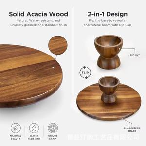 Acacia wood cake tray, creative dining table bread and snack display <b>rack</b>, retro tea tray, dessert and cake <b>plate</b> - Product Image 4