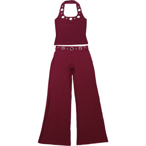 ชุดเซ็ตเสื้อกล้ามคอ halter ทรงเข้ารูปและกางเกงขายาวสำหรับผู้หญิง คอลเลคชั่นใหม่ประจำฤดูใบไม้ร่วง - ชุดลำลอง 2 ชิ้นแบบผูกเชือก ดีไซน์ทันสมัย - Product Image 6