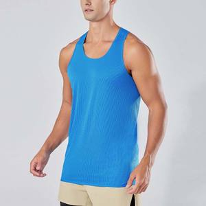 Débardeur de sport pour homme en maille polyester, sans manches, pour la course et l'entraînement, en spandex côtelé - Product Image 2