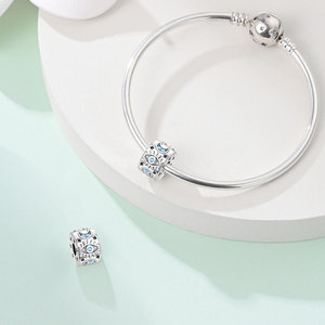 Breloque en Cuivre Plaqué Argent 925 avec Zircon Cubique, Perle d'Arrêt, Entretoise, Fermoir de Bracelet, Breloque Étoile, Lune, Fleur, Cadeau pour Femme - Product Image 6