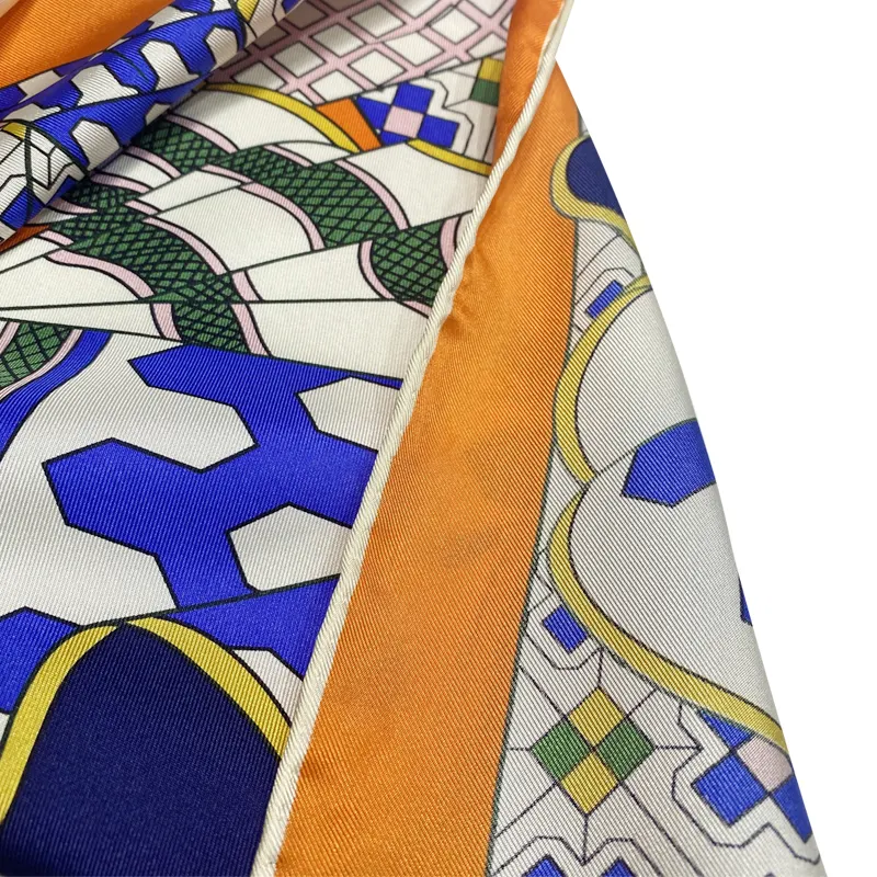Bufandas de seda cuadradas con Impresión Digital personalizada para mujer, pañuelo de satén con Logo impreso, venta al por mayor, 100%