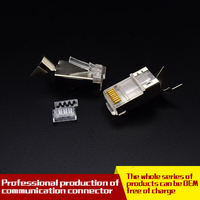 Cat7 8P8C RJ45 Plug Blindé FTP Plaqué Or Barre De Chargement Connecteur Trois Fourches Terminal Réseau Application Blanc PC pour réseau