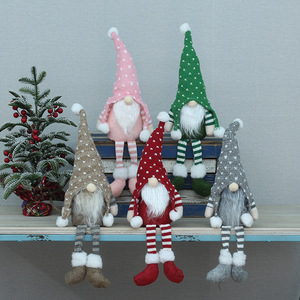 Muñeco de Navidad Tejido de Piernas Largas sin Rostro, Figura de Gnomo, Adorno de Mesa, Decoración para Sala de Estar, Acabado Mate, Reutilizable - Product Image 1