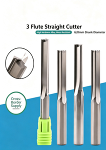 <span class=keywords><strong>Fraise</strong></span> <span class=keywords><strong>à</strong></span> trois cannelures droites en acier au tungstène pour machines de gravure et de fraisage CNC - Product Image 2