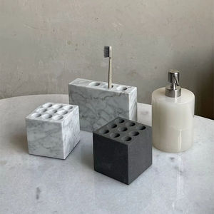 Stonekocc, mármol de lujo Natural, respetuoso con el medio ambiente, 9 agujeros, portavasos para cepillo de dientes, soporte personalizado, juego de baño, bandeja de almacenamiento - Product Image 1