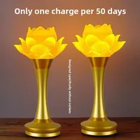 Lot de 2 lampes LED modernes à longue durée de vie, design Bouddha Guanyin, corps en aluminium, rechargeables, en forme de lotus