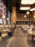 Mobilier d'intérieur de café éclairé par LED Table et chaises de restaurant avec comptoirs de bar et banc