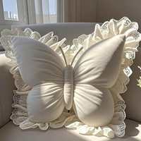 Coussin en forme de papillon en dentelle princesse Kawaii, coussin de soutien lombaire doux et moelleux, coussin décoratif pour salon et chambre à coucher