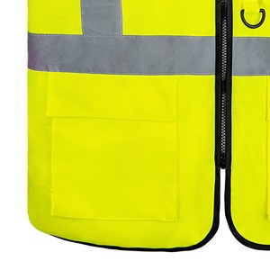 Chaleco de seguridad de alta visibilidad <span class=keywords><strong>EN</strong></span> ISO 20471 Chaleco ejecutivo de contraste 100% tejido de punto de poliéster Naranja y amarillo con bolsillos Logotipo OEM - Product Image 6