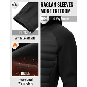 Rdruko <b>Women's</b> Running <b>Jacket</b> Lightweight Hybrid Puffer With Hood Fleece Lined Raglan Sleeves Hiking Clothing - Product Image 3