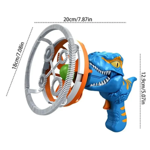 2025 venta superior verano al aire libre niños eléctrico gran fabricante de burbujas Máquina automática ventilador dinosaurio pistola de burbujas máquina para niños - Product Image 6