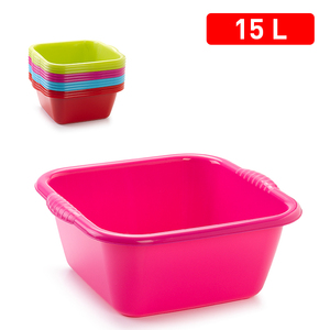 Vasca Quadrata per Lavaggio 15 L in Plastica Resistente Riutilizzabile per Organizzazione Domestica Colori Assortiti - Product Image 3