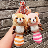 Dessin animé peluche sac pendentif saisir Machine peluche poupée mignon longue queue raton laveur porte-clés peluche