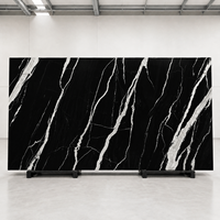 Paneles de Piedra Artificial con Aspecto de Mármol, Azulejos de Piedra Sinterizada Negra Moderna, Azulejos de Cerámica Pulidos con Acabado Brillante