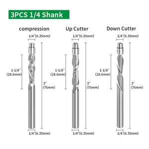 Tùy chỉnh freza endmill <span class=keywords><strong>55</strong></span> <span class=keywords><strong>HRC</strong></span> solide Carbide TRIM Router bit <span class=keywords><strong>CNC</strong></span> Router bits nén cho công cụ tiện gỗ - Product Image 3
