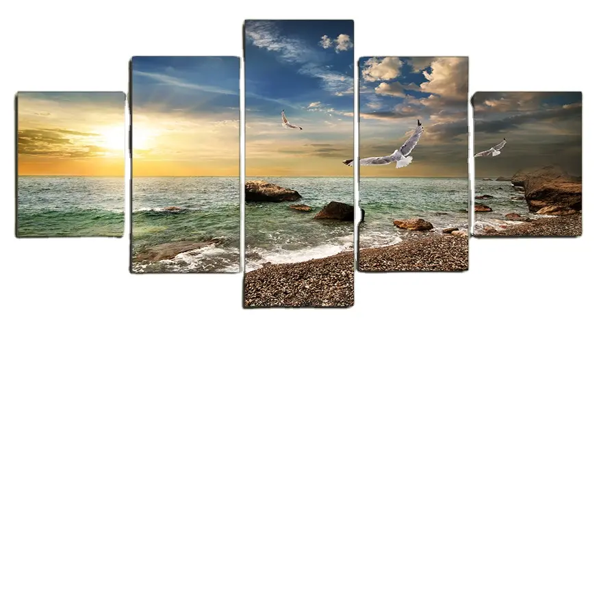 Canvas Print Wall Decoration Art Picture Modern & Calligraphy Posters Prints Custom Decor 5 Piece Beach Painting