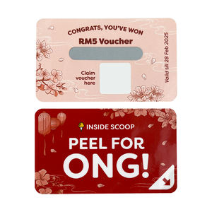 บัตรขูดรางวัลแบบพิมพ์ลายเองสองชั้น บัตรขูดรางวัลไวนิลแบบมีกาว - Product Image 2