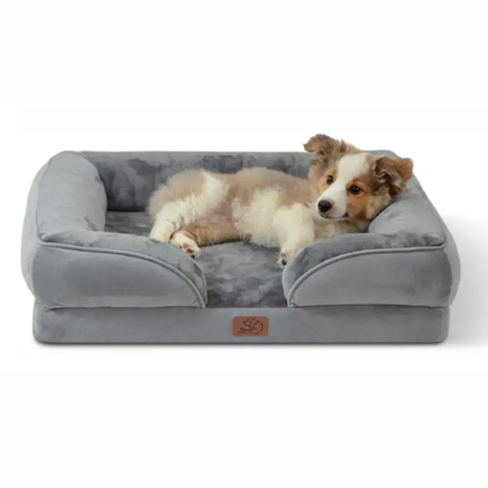 取り外し可能な洗えるカバー付きの犬の低反発ソファペットベッドソファ整形外科用犬用ベッド