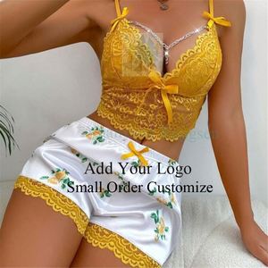 高品质女式黑色批发透明蕾丝上衣女童睡衣套装 - Product Image 1