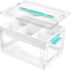 Organiseurs et boîtes de rangement transparentes 24QT avec plateaux de séparation amovibles, conteneur de rangement <span class=keywords><strong>pour</strong></span> fournitures artistiques, boîte de rangement <span class=keywords><strong>pour</strong></span> médicaments avec couvercle - Product Image 2