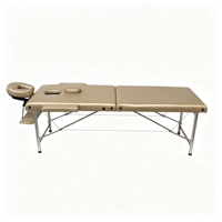 Table de massage portable de luxe à 2 sections avec pieds en acier inoxydable, lit de spa pliable avec appui-tête réglable