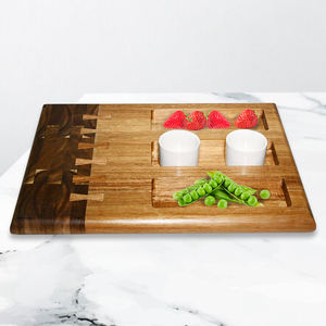 Ensemble de planche à découper de bloc de boucher en bois mélangé de noyer d'acacia de haute qualité nouveau design - Product Image 1