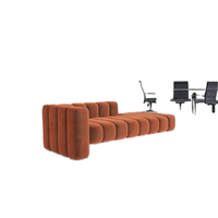 Terrakotta-Samt Modulares Sofa Sektionales Stoffbezogenes Lounge-Sofa mit Chromgestell für Wohnzimmer Hotel
