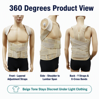 Correcteur de posture dorsal beige avec bretelles rembourrées et soutien lombaire à 3 niveaux
