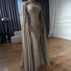 Serena collina LA72413A manica verde salvia vedi a collo alto abiti da sera a sirena con mantella abiti da festa musulmani da <span class=keywords><strong>donna</strong></span> - Product Image 6