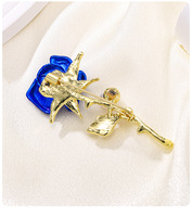Broche créative en forme de feuille avec gouttes d'huile, style féminin, plaqué or, motif plante verte, pour cadeau de mariage ou de fête, épingle de corsage