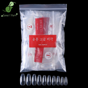 Capsules d'ongles A07 Amande Carrée Adhésion Totale 500 Pièces par Sachet (Norme Coréenne) Transparent Blanc Laiteux pour Doigts - Product Image 1