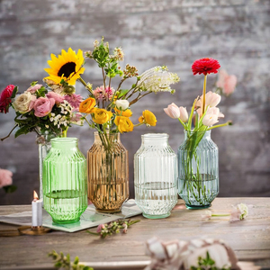 Contemporary Vintage Embossed Large Crystal Hydroponic Tabletop <b>Vase</b> for Flower Arrangement and Anniversary <b>Decor</b> - Product Image 3