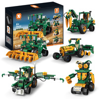Jouet de construction 5-en-1 transformable : Camion, Moissonneuse-batteuse, Cultivateur, Tracteur, Robot - Briques éducatives programmables en plastique ABS - Cadeau pour enfants