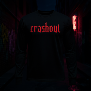 Camiseta de manga larga con letras góticas Crashout, estilo urbano audaz para rebeldes - Product Image 3