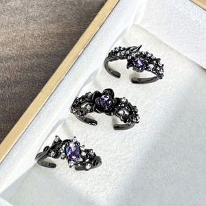 Trendy Black <b>Cross</b> Punk Hip Hop <b>Rings</b> Women Men Fashion Adjustable Opening <b>Ring</b> Halloween Gothic Purple Zircon Finger <b>Ring</b> - Product Image 6