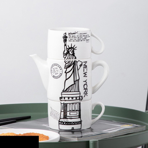 ชุดชาเซรามิกสไตล์ยุโรปหม้อกาแฟสีขาวและถ้วยของขวัญสำหรับคนรักชา - Product Image 4