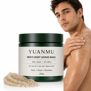 Gommage corporel exfoliant pour hommes à l'huile d'arbre à thé, BHA AHA, pour améliorer les odeurs, lisser la peau rugueuse, pour le dos, la poitrine, les épaules, les fesses et les jambes - Product Image 1