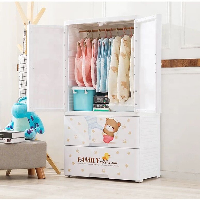 Kinderzimmer-Kleiderschrank im Cartoon-Bren-Design, Doppeltr-Stil,  Kunststoff-Kleiderschrank zur Aufbewahrung von Babykleidung| Alibaba.com