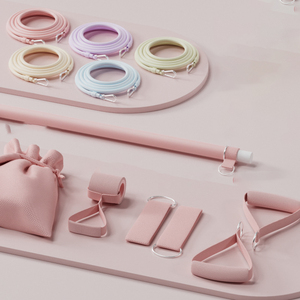 PINJIAN Vente en gros Ensemble de 12 bandes de résistance pour femmes, bandes de résistance élastiques en TPE avec barre de Pilates - Product Image 3
