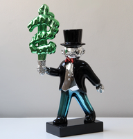 Escultura de Resina Pintada a Mano de Lujo Personalizada, Electrochapada, con Símbolo de Dólar Verde, Arte Moderno de Dibujos Animados, Decoración de Mesa para Sala de Estar