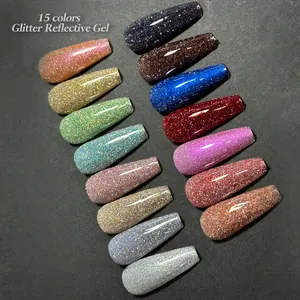 FZANEST Gel Nail Polish Led UV Gel Polish Holographic Color Sparkle Glitter  Diamond Rose Gold 15ml 