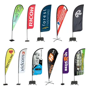 Free Design Kostenloser Versand Doppelseitige Inground Spike Teardrop Flags Banner Zeichen Werbung Flatter Flags Banner Blade Flags