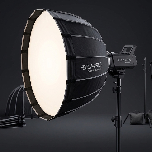 FEELWORLD FSP60 60cm Parabolic Softbox Quick Release Diffuser Bowens Mount 16 Ribs Soft Light Modifier for Video Studio