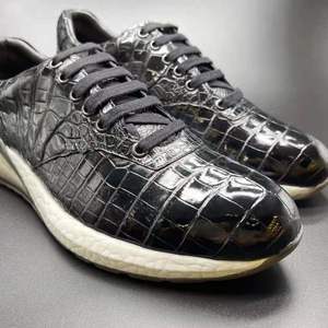 Baskets en <span class=keywords><strong>cuir</strong></span> d'alligator véritable pour Homme, Chaussures de marche de haute qualité, nouvelles Chaussures de sport Design pour Homme - Product Image 3