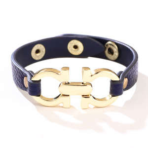 Geometric PU <b>Leather</b> <b>Bracelet</b> Zinc Alloy Minimalist Jewelry Multicolor Fashion Accessory - Product Image 5