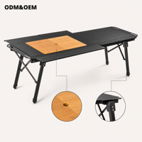 Table de camping rectangulaire extensible et pliable moderne en alliage d'aluminium et bambou, légère, pour extérieur, cuisine, mobilier de plage