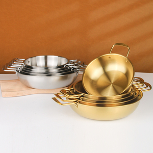 Factory Wholesale Stainless Steel Induction <strong>Paella</strong> <strong>Pans</strong> Korea Style Seafood Frying <strong>Pan</strong> Kitchen Cookware Soup Stock Pots Cooking - Product Image 5