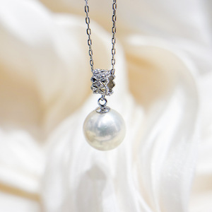 Accesorios de Perlas DIY, Colgante de Plata S925 con Collar de Rueda Redonda, Soporte Vacío de Barra Redonda de 9-13 mm para Mujer - Product Image 1