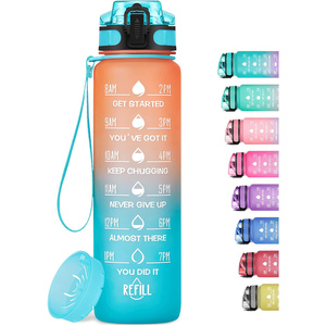 Hot Sales BPA Free Eco-Friendly Fitness Motivational Custom Wholesale <b>Straw</b> <b>Drinking</b> Plastic Water <b>Bottle</b> Time Marker Applicable - Product Image 1